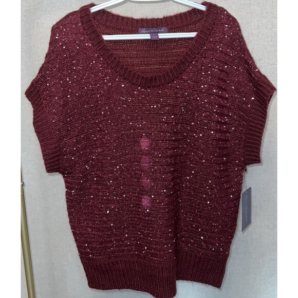 Gloria Vanderbilt Women's Burgundy With Sparkles  Pullover Top Size Large - Picture 1 of 6